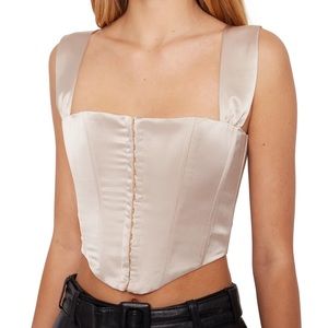Danielle Guizio Satin Ribbon Corset in Nude